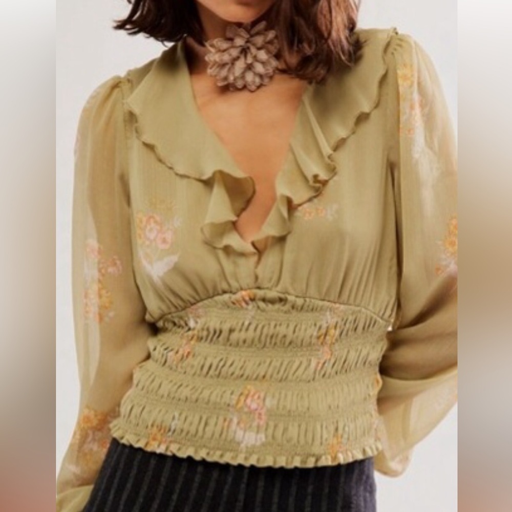 FREE PEOPLE “Smocked So Nice Top” NWOT sz XL